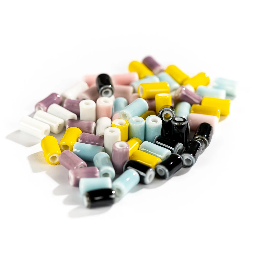 Color: Black - 10mm 20pcs Small Tube  Pure Color Ceramic Beads Handmade Jewelry Making Supplies Bulk Wholesale Necklace Joias Diy #XN336-1