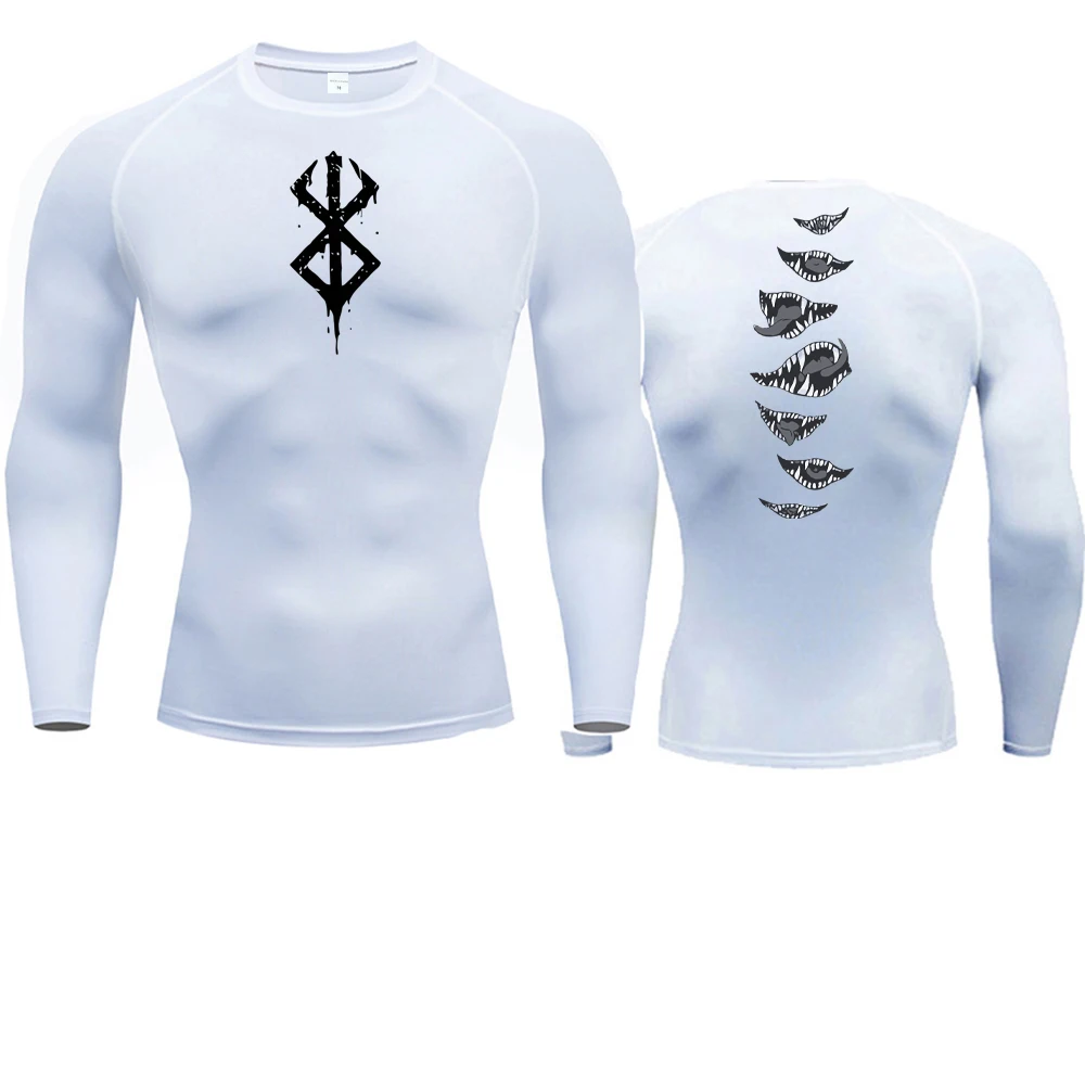 Color: GRAY, Size: XL - 2024Anime Berserk Guts Men's Compression Shirt Fitness Sport Running Tight Gym TShirts Athletic Quick Dry Tops Tee Summer