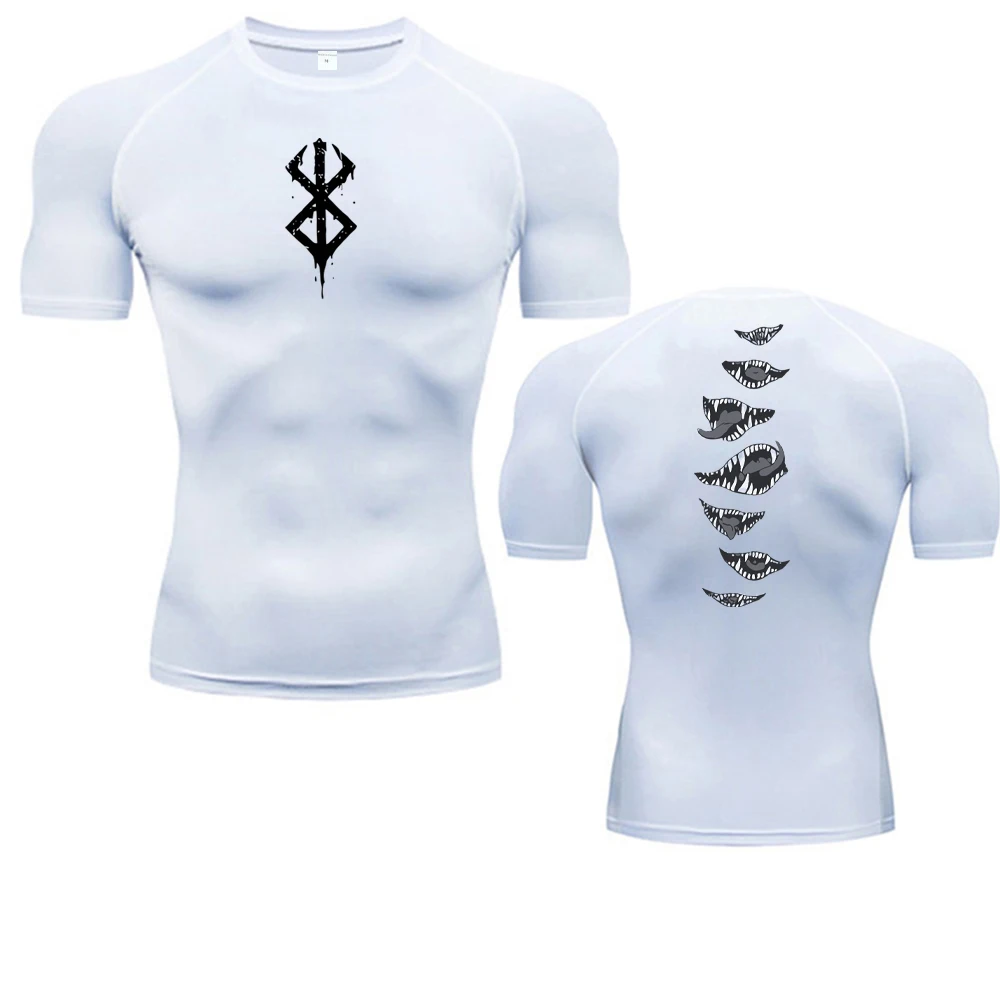 Color: GRAY, Size: XL - 2024Anime Berserk Guts Men's Compression Shirt Fitness Sport Running Tight Gym TShirts Athletic Quick Dry Tops Tee Summer
