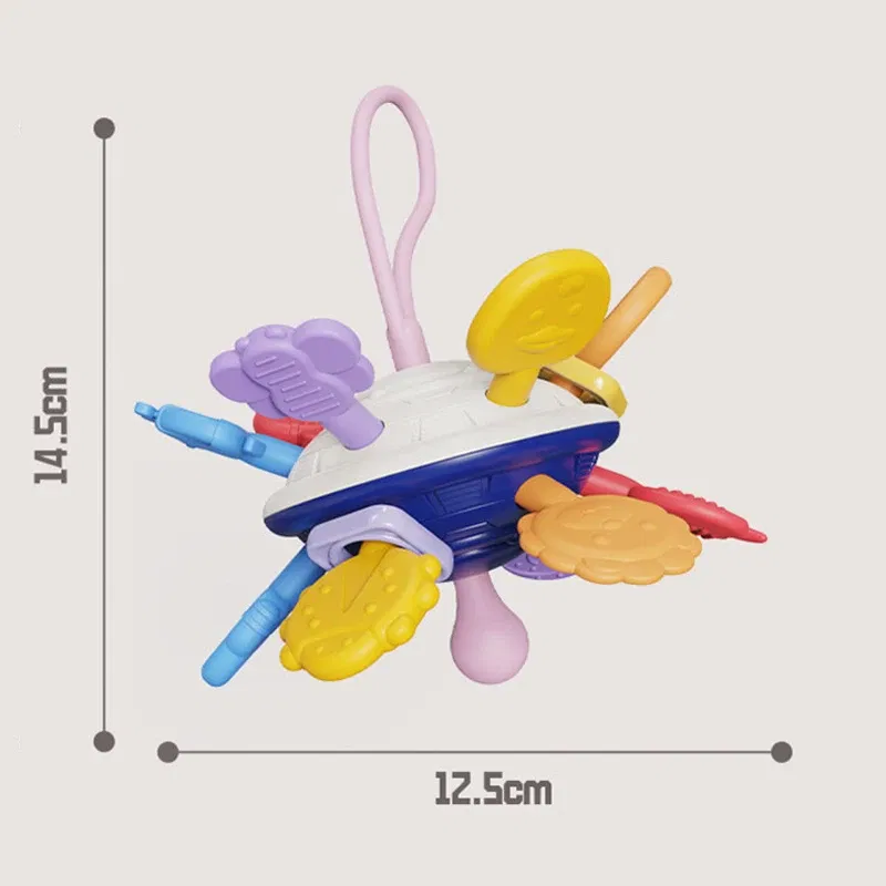 Color: Clear - Montessori Baby Toys 0 12 Months Rotating Rattle Silicone Teething Toys Ball Grasping Activity Development Baby Sensory Toy
