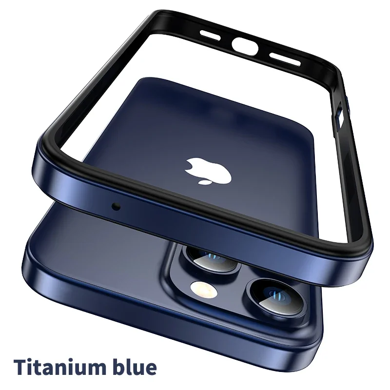 Color: Beige, Material: CANVAS - Titanium Metal Frame Bumper Shockproof Case for IPhone 16 15 Pro Max Plus 5G for Apple Solid Colour Protection Phone Cover