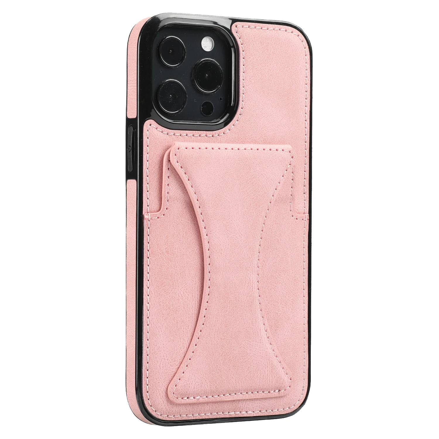 Color: Pink, Material: CANVAS - For iPhone 16 Pro Max Plus Case 2024 With Magnetic Leather Kickstand Card Slot Wallet Back Cover Protection Shockproof Coque