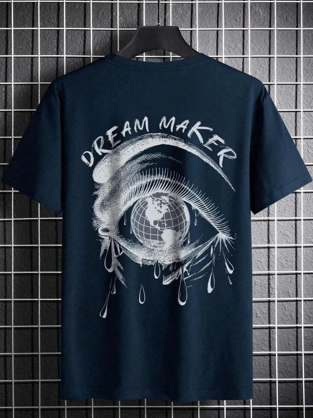 Color: Brown, Size: XL - Dream Maker Tearful Earth Printing T-Shirt Men Clothes Summer Loose Tee Cotton Casual Street Tshirt Hip Hop Oversize T Shirts