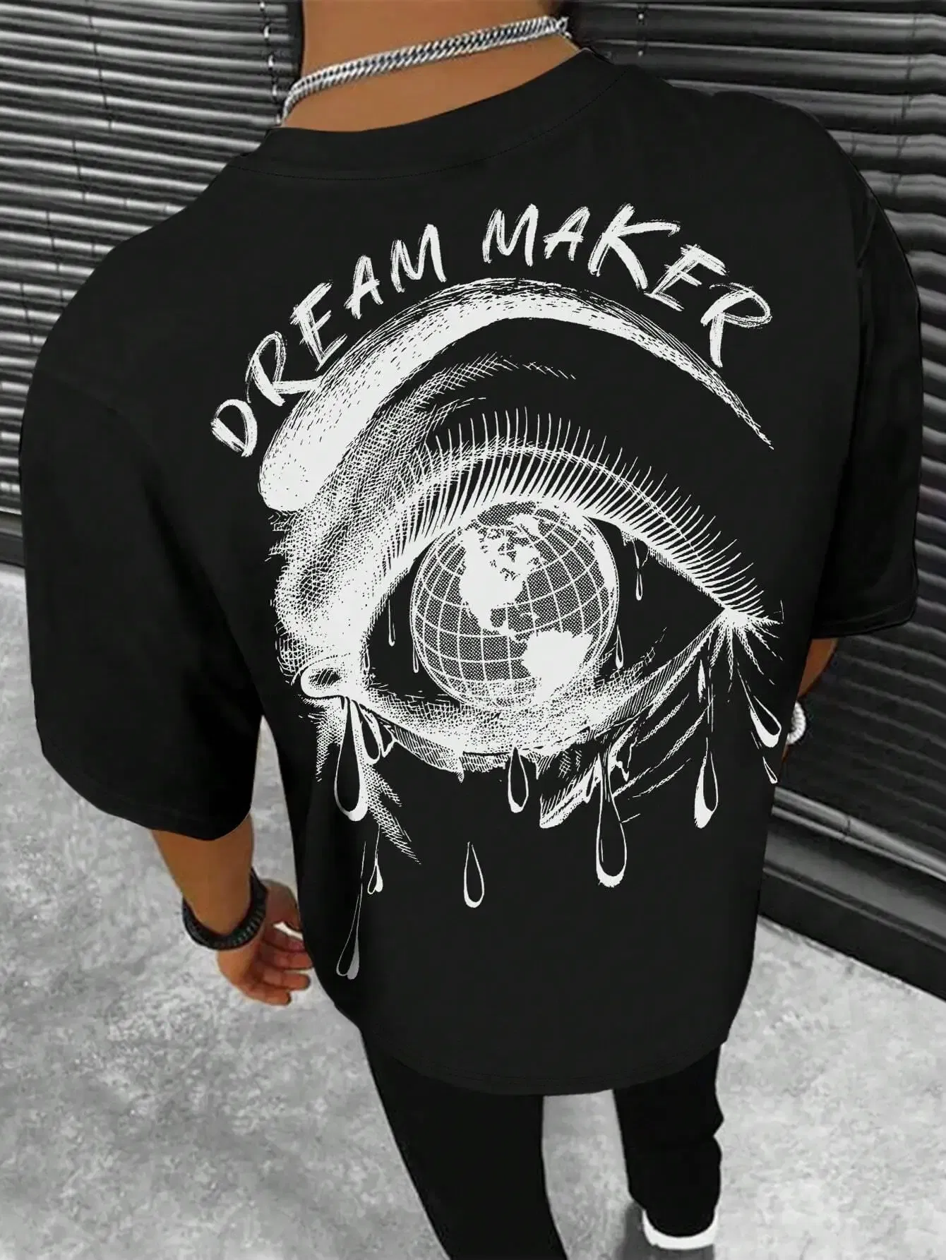 Color: Brown, Size: XL - Dream Maker Tearful Earth Printing T-Shirt Men Clothes Summer Loose Tee Cotton Casual Street Tshirt Hip Hop Oversize T Shirts