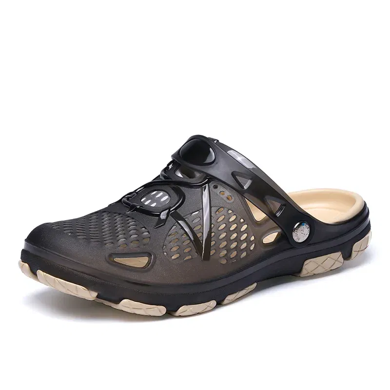 Color: black, Shoe Size: 39 - MAEDEF Fashion Men Slippers Summer Waterproof Beach Slippers Hot Sale Casual House Bathroom Slides Non Slip Outdoor Men's Shoes