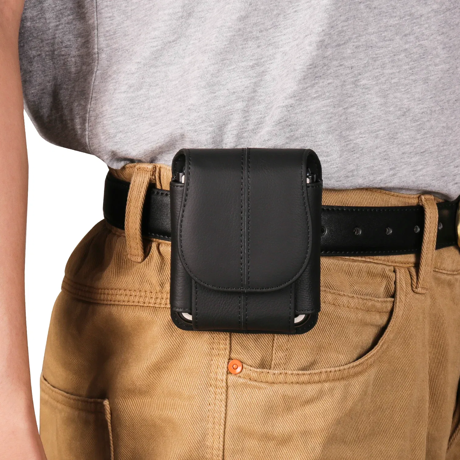 Color: Beige, Ships From: CHINA, Material: ABS - Cow Genuine Leather Belt Clip Case For Samsung Galaxy Z Flip6 Flip5 Flip4 6 5 4 3,Oppo Find N3 Flip Men Waist Bag Holster Pouch