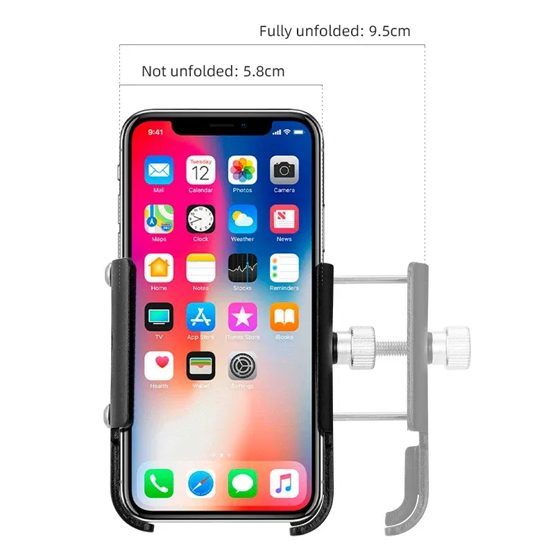 Color: black - Untoom Motorcycle Scooter Phone Mount Stand Bicycle Holder Aluminum Alloy Adjustable Bike Phone Bracket Cycling Accessories