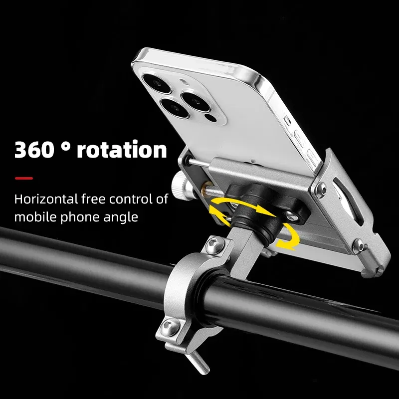 Color: black - Untoom Motorcycle Scooter Phone Mount Stand Bicycle Holder Aluminum Alloy Adjustable Bike Phone Bracket Cycling Accessories