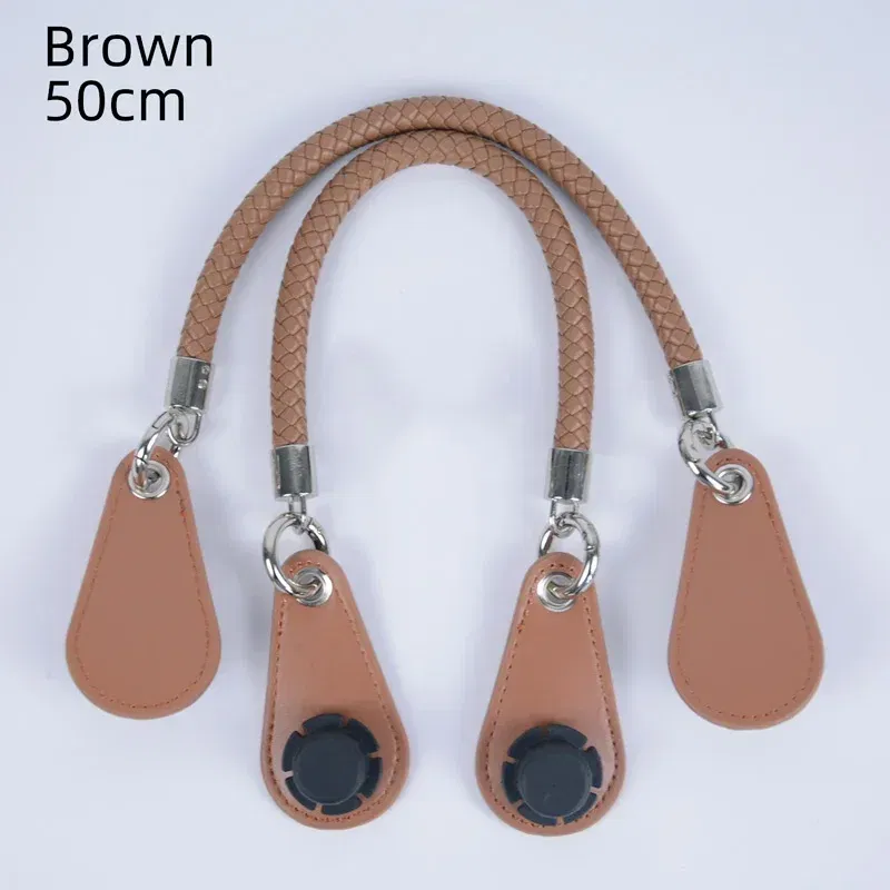 Color: Blue, Ships From: CHINA - New 1 pair Obag PU Woven braided leather Rope Handles straps round handlefor O Bag accessoires