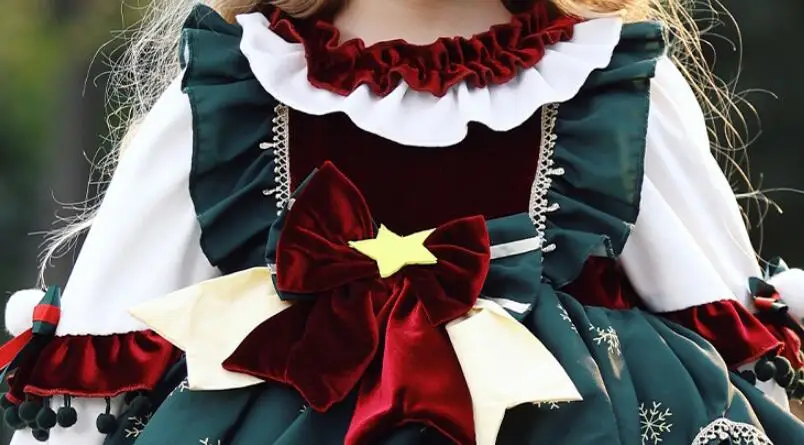 Color: Brown, Kid Size: 4T - New Autumn Winter High-End Baby Girls Velvet Lolita Princess Ball Gown Children Cute Bow Design Birthday Party Dress y1058