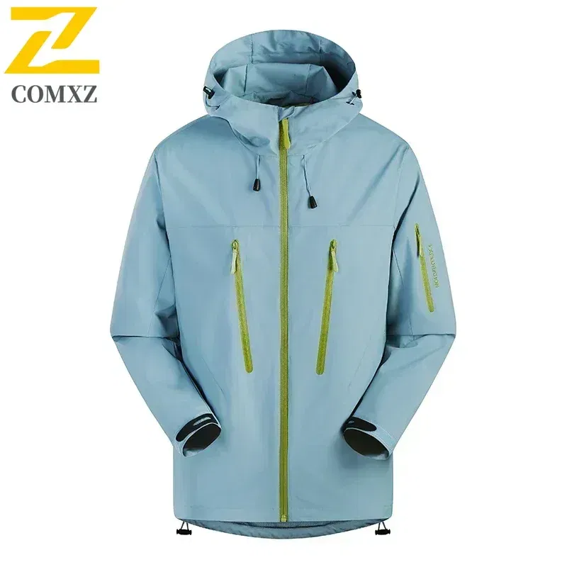 Color: Yellow, Size: L - Spring Autumn Men's Windbreaker Fashion Outdoor Mountaineering Travel Windproof Waterproof Hooded Jacket Slim Fit Versatile Coat