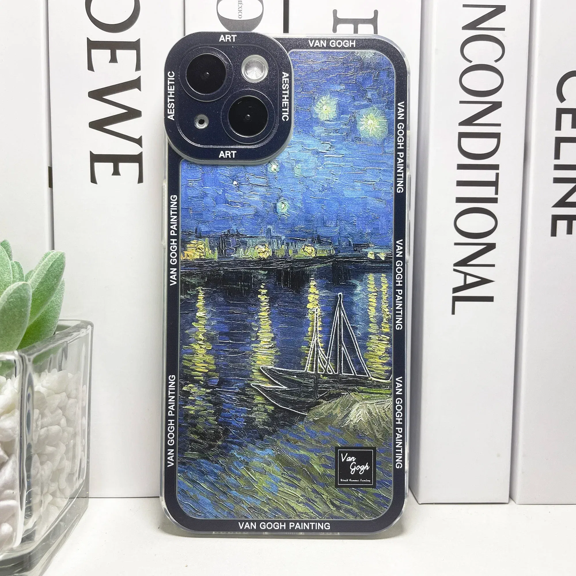 Color: Brown, Material: Wood - Van Gogh Art Aesthetic Phone Case For iPhone 16 15 14 13 12 11 Pro Max Mini XS X XR SE 8 7 Plus Sunflowers The Starry Night