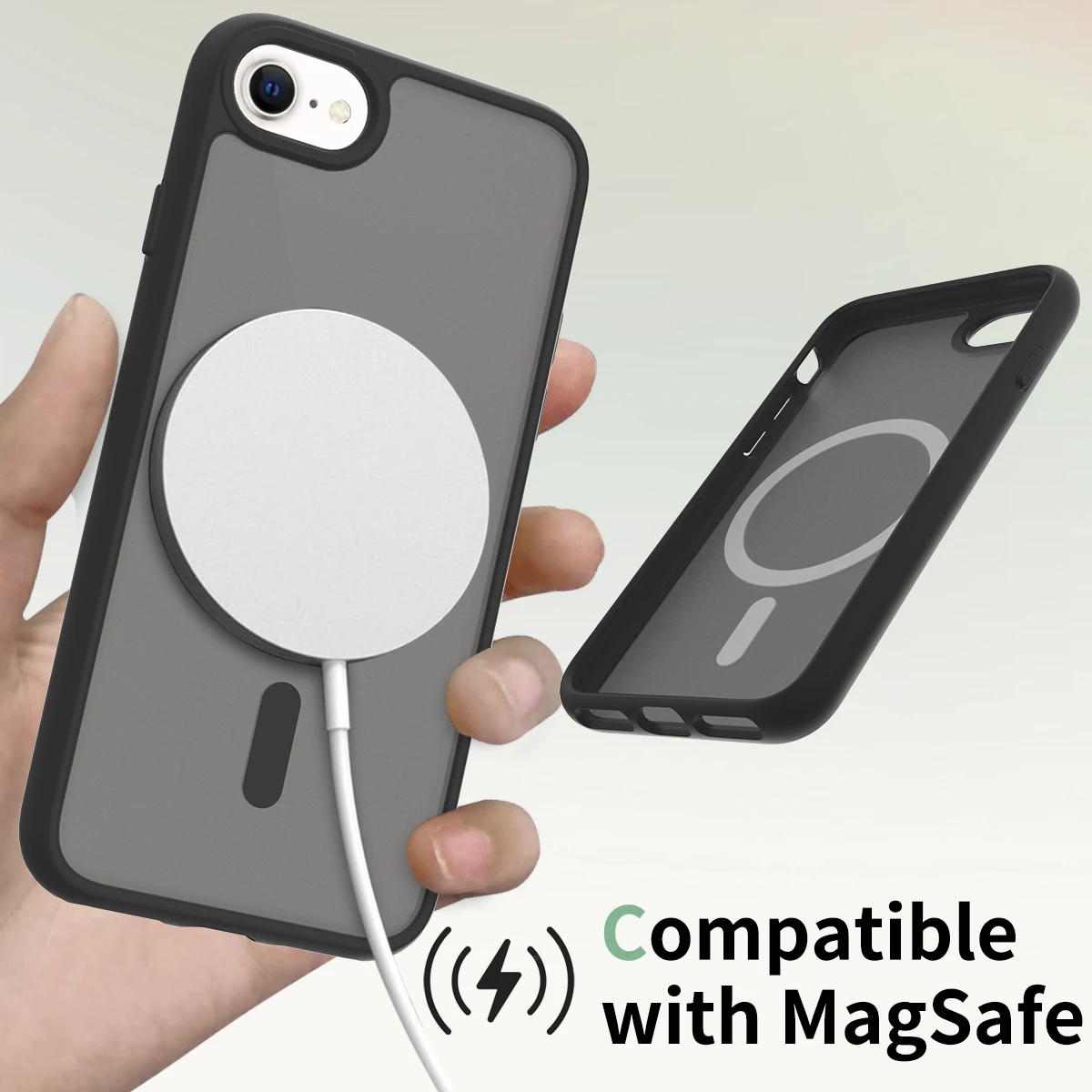 Color: black, Compatible-Phone Models: For iPhone 13 Pro Max - Non Yellowing Case For iPhone SE 2022 2020 8 16 Pro Max 15 Plus 14 13 Mini 12 11 Magsafe Mag Safe Matte Black Magnet Phone Cover