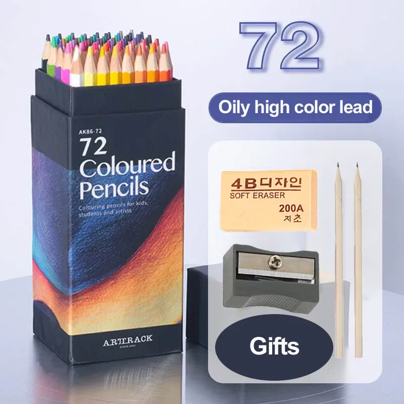 Color: Yellow - 12/24/48/72 Colors Color pencil  DIY set includes: Wooden Color Pencil Sharpener Eraser School Office Supplies Art Stationery