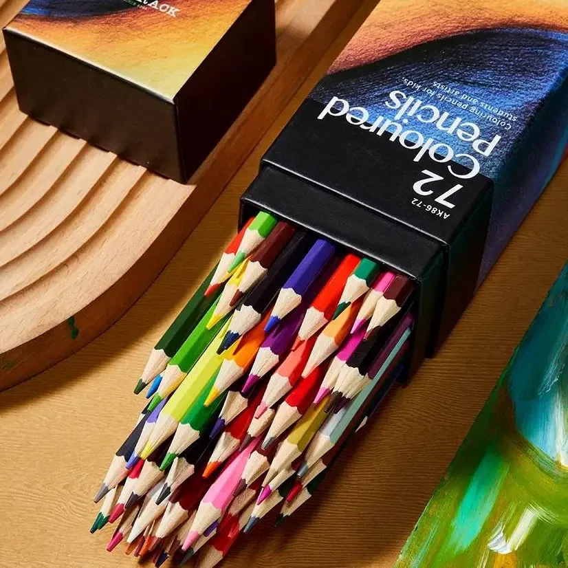 Color: Yellow - 12/24/48/72 Colors Color pencil  DIY set includes: Wooden Color Pencil Sharpener Eraser School Office Supplies Art Stationery
