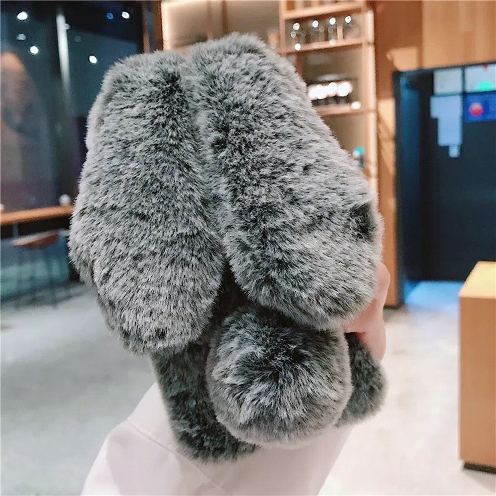Color: SKY BLUE, Material: PC - Warm Plush Rabbit Fluffy fur Cover for Samsung A15 A25 A35 A55 A14 A24 A34 A54 A13 A23 A33 A53 A12 A22 A32 A52 A51 Phone Case