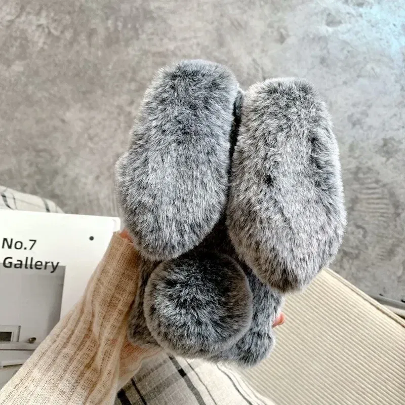 Color: SKY BLUE, Material: PC - Warm Plush Rabbit Fluffy fur Cover for Samsung A15 A25 A35 A55 A14 A24 A34 A54 A13 A23 A33 A53 A12 A22 A32 A52 A51 Phone Case
