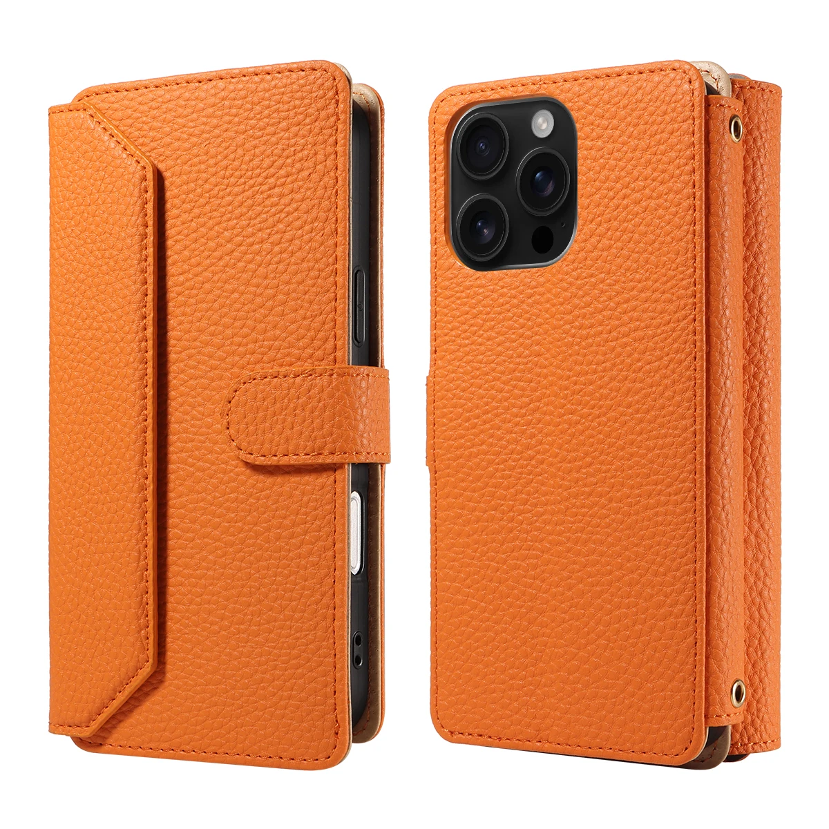 Color: Orange, Bundle: Case & Strap, Material: Artificial Leather, Compatibility by Model: Galaxy S24 Ultra - Crossbody Leather Phone Case for Samsung Galaxy S25Edge S25Ultra S24FE S24Ultra S23Ultra Multi-Card Slot Anti-Drop Wallet Case