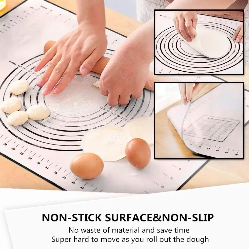 Color: MULTI, Size: L - Large Size Silicone Kneading Pad Non-Stick Surface Rolling Dough Mat With Scale Kitchen Cooking Pastry Sheet Oven Liner Bakeware