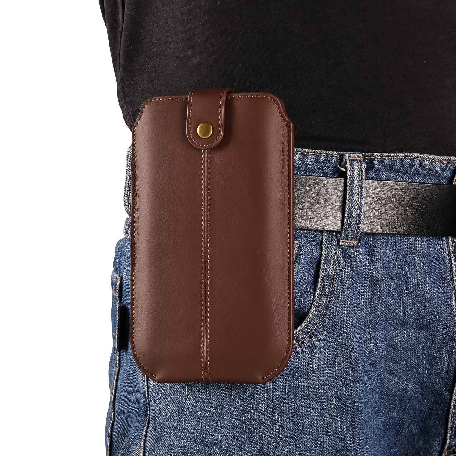 Color: black, Material: Acrylic - Real Genuine Leather Mobile Phone Pouch Belt Clip Case For Samsung Galaxy S24 S23 FE S22 A53 A54 A55 Men Waist Bag Holster Cover