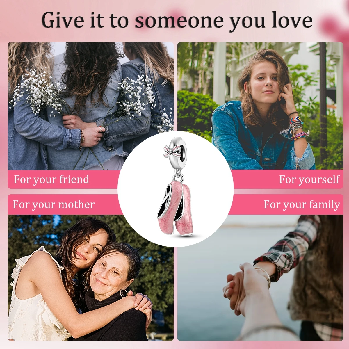 Color: PURPLE - 925 Sterling Silver Pink Series Charms Love-Heart Cute Animals Beads Fit Pandora Original Bracelets Girl Jewelry Gifts Accessory