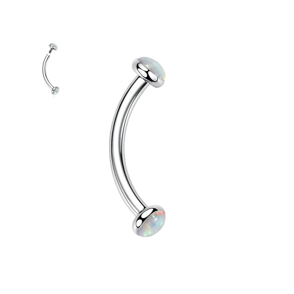 Metal color: Antique Gold Plated, Main Stone Color: Red - 3/4/5mm Opal Steel Eyebrow Ring Internally Threaded 6mm -14mm Bar Curved Barbell Monroe Lip Stud Ear Tragus Piercing
