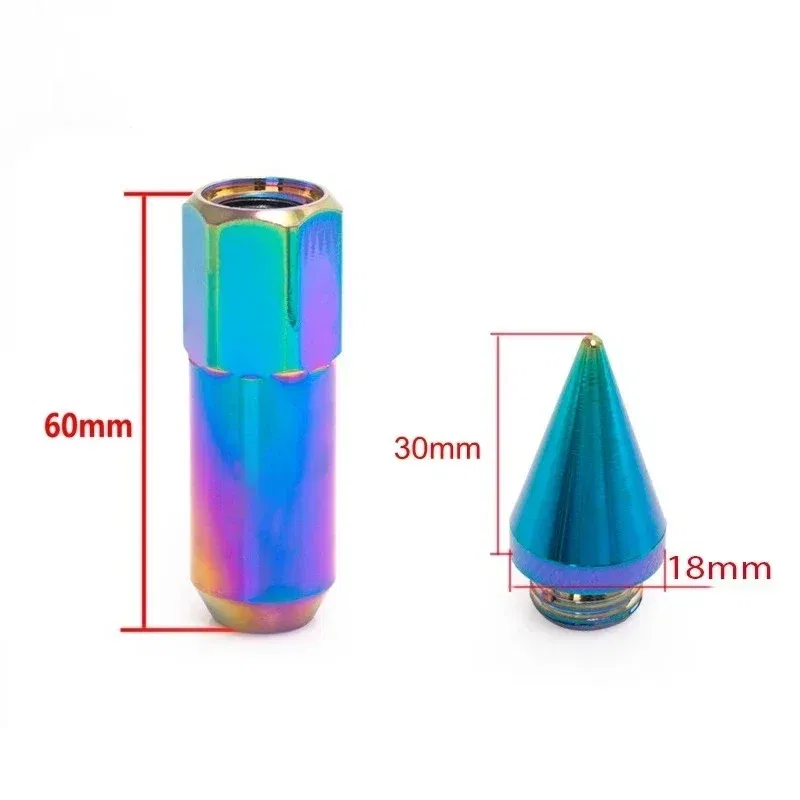 Color Name: WHITE, Specifications: M12x1.5 - 20pcs 8 Colors Car Accessories Wheel Nuts M12x1.5 M12x1.25 Aluminum 60mm Extended Tuner Spike Lug Nuts For Cadillac Lincoln