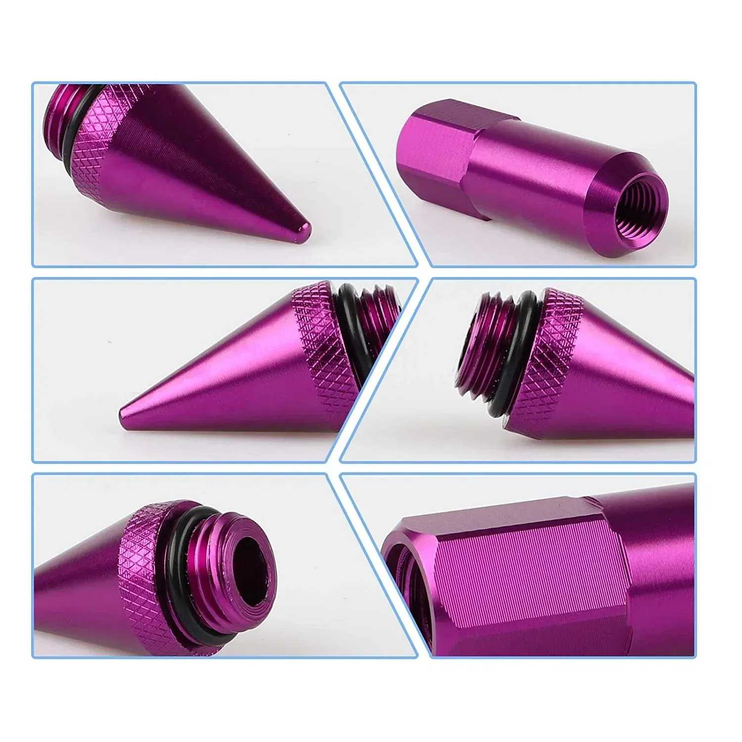 Color Name: WHITE, Specifications: M12x1.5 - 20pcs 8 Colors Car Accessories Wheel Nuts M12x1.5 M12x1.25 Aluminum 60mm Extended Tuner Spike Lug Nuts For Cadillac Lincoln
