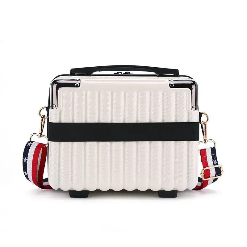 Color: Pink - Mini Luggage Travel Bag Handbag Shoulder Bag Fashion Makeup Case 14 Inch Backpack Multifunctional Portable PC Bags Hand Bags