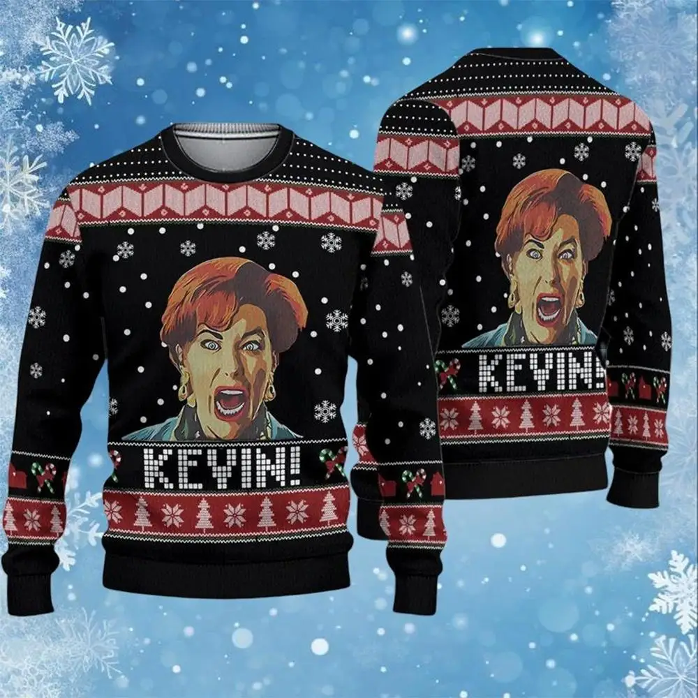 Color: Gold, Size: XXL - New Style Sweatshirt For Spending Christmas Alone At Home Ugly Christmas Pullover 2026 Fashionable Casual Couple Sweatshirts
