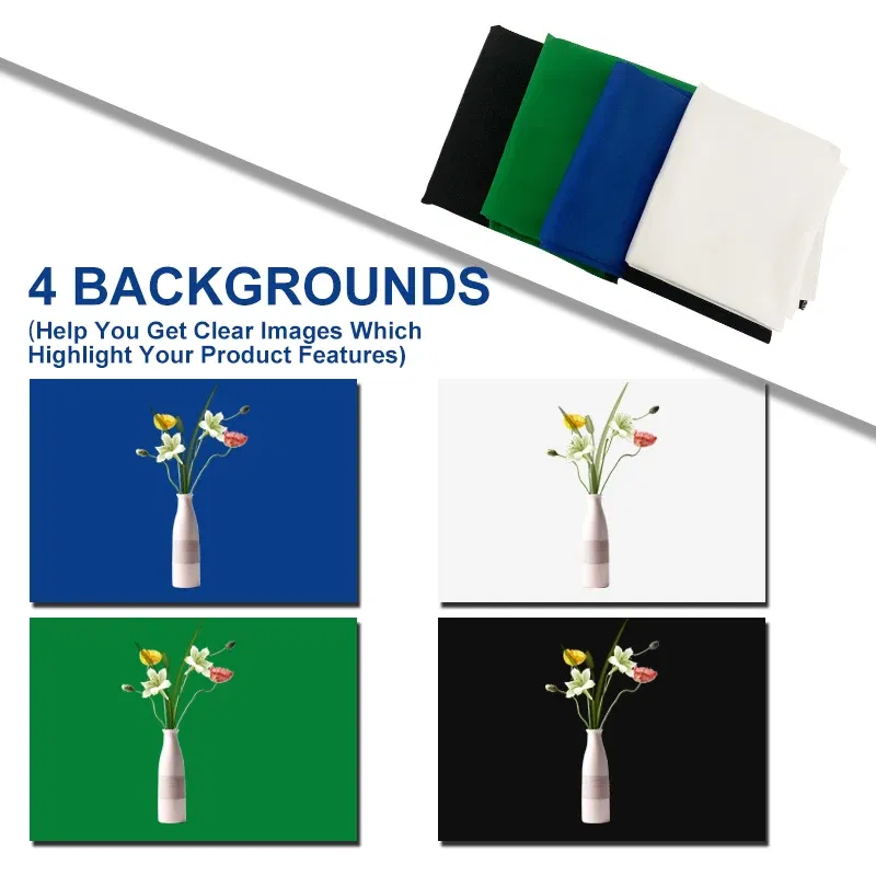 Color: WHITE, Ships From: CHINA - Home Photo Studio Box 40cm/60cm Led Lightroom Dimming Folding Softbox Light Tent With 4 Colors Backdrops For Product Photography