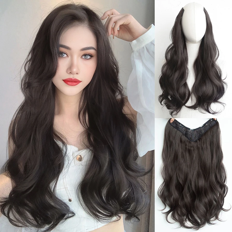 Color: Natural Color - AOSI Part Synthetic Clip In Hair Extension Long Thick Curly Natural Blonde Flase Hair Hairpieces For Women Heat Resistant