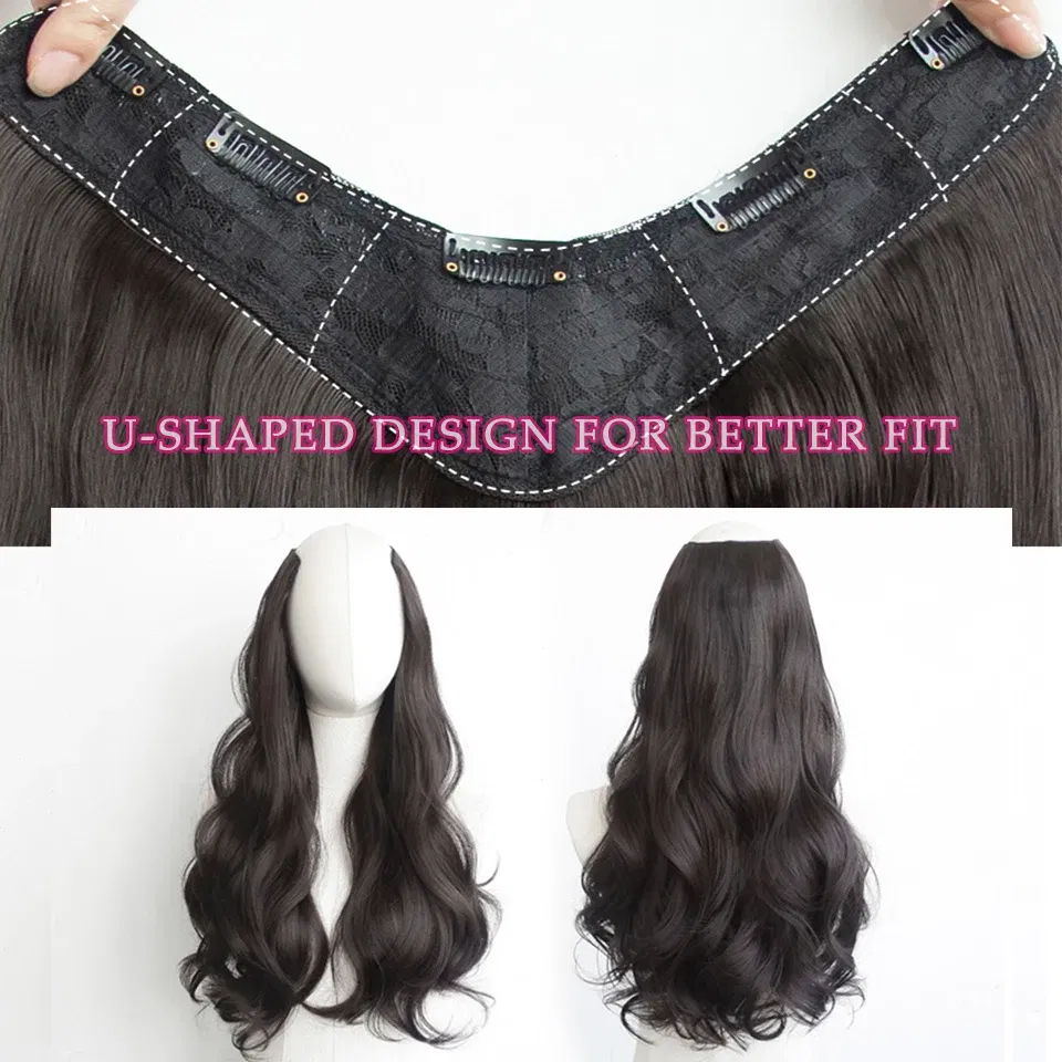 Color: Natural Color - AOSI Part Synthetic Clip In Hair Extension Long Thick Curly Natural Blonde Flase Hair Hairpieces For Women Heat Resistant