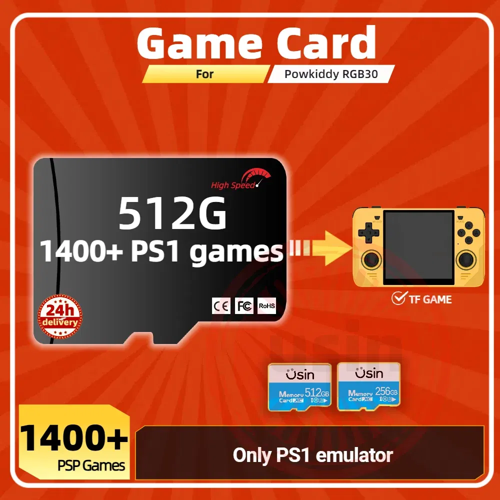 Color: Dark blue, Ships From: CHINA - Game Card For Powkiddy RGB30 Memory TF Plug&Play Pre-install Retro Games PSP PS1 SD portable Handheld High Speed Card 1Tb 512G