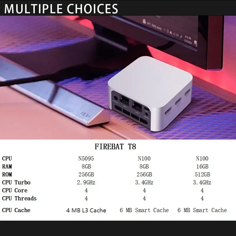 Color: WHITE, Ships From: CHINA - 2025 T8 Pro Plus Mini PC Intel Celeron N5095 N100 Desktop Gaming Computer 8GB 16GB 256GB 512GB DDR4 DDR5 WIFI5 BT4.2