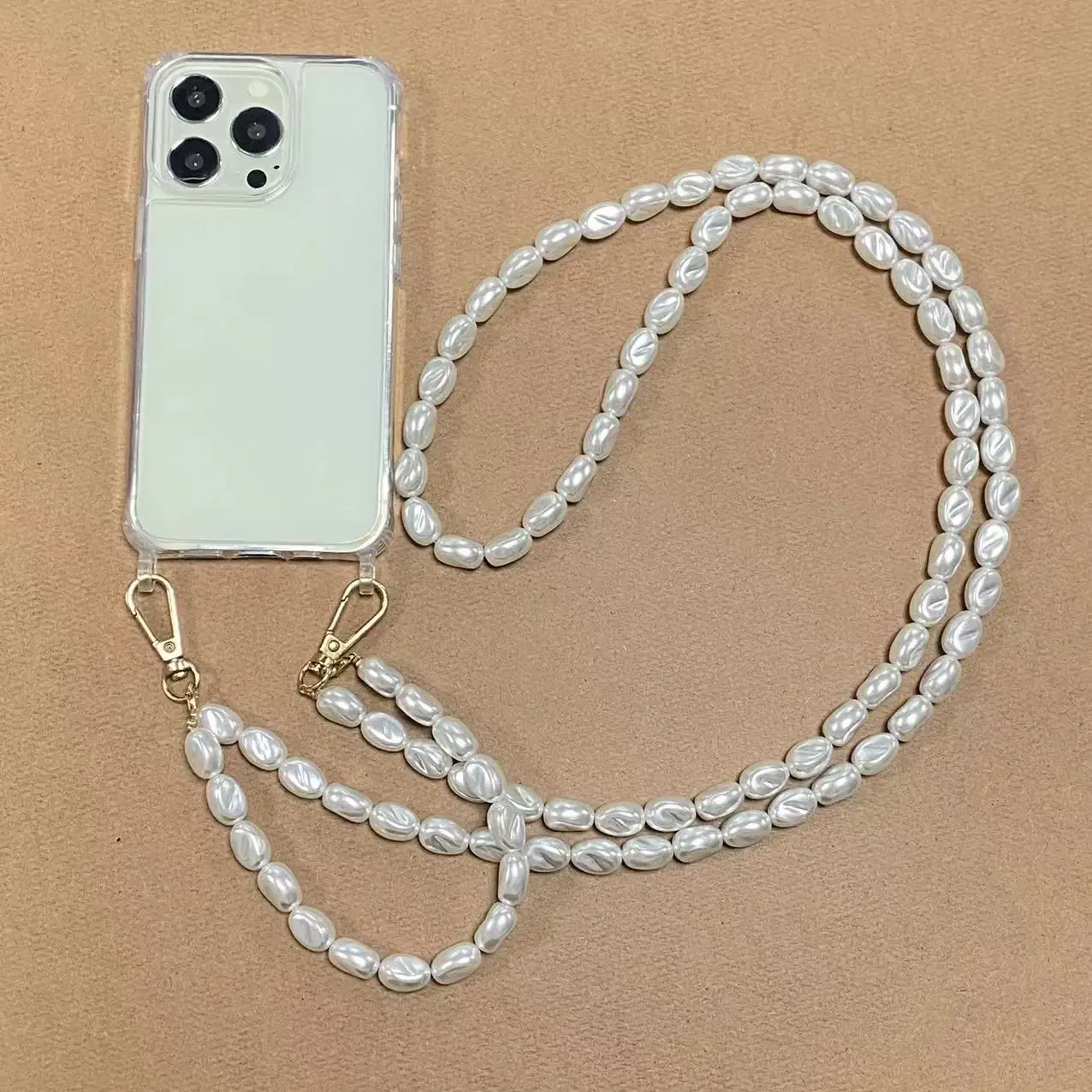 Color: cream, Bundle: Case & Strap, Material: Plastic - Korean Pearl Bracelets Chain Case with Lanyard Aesthetic Luxury Shell for Iphone 15 12 14 Pro Max XR X XS 7 8 Plus 15 Pro Cover