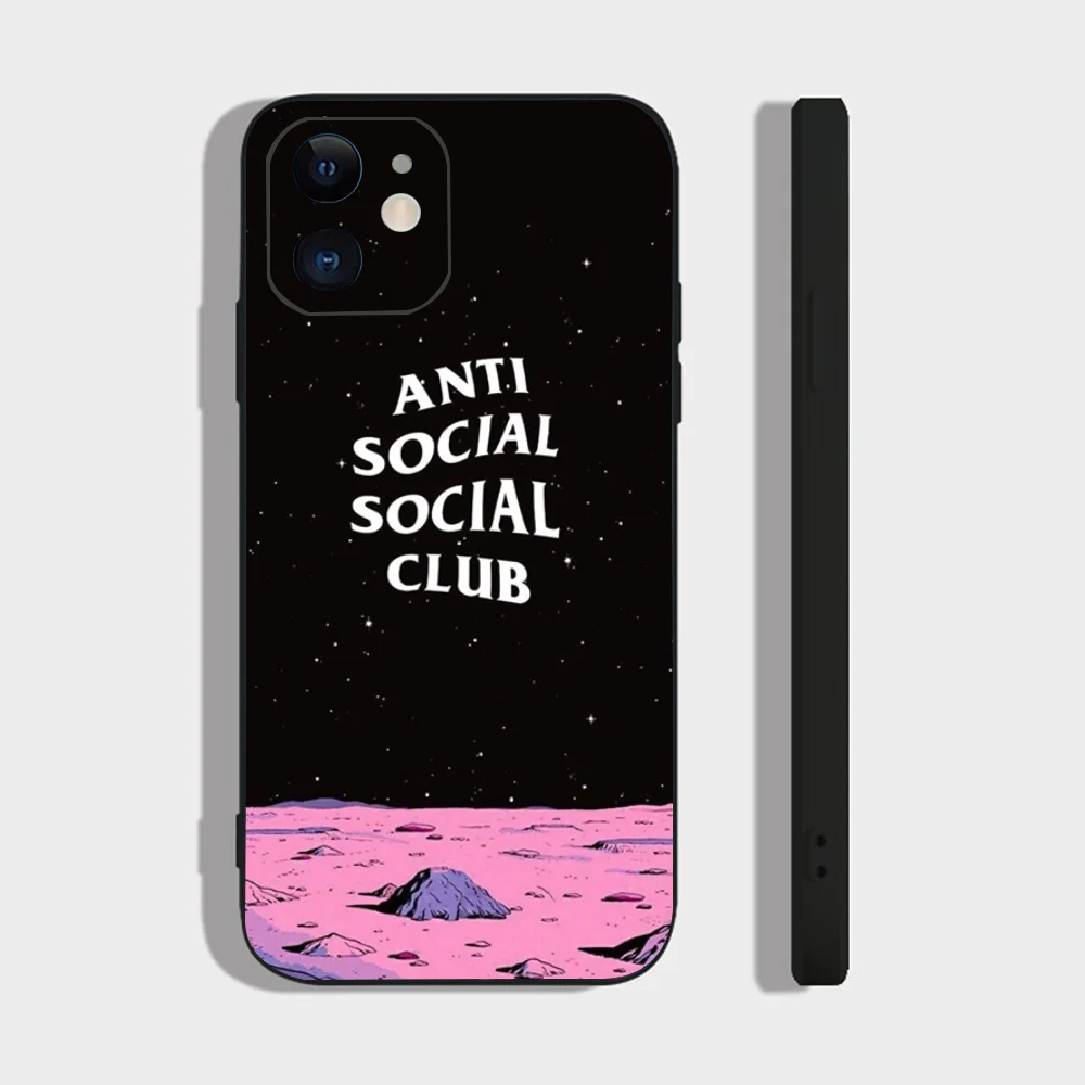 Color: Dark Grey, Material: ABS - Anti Social Social Club Phone Case For IPhone 16 15 14 13 Pro Max 11 12 Mini X Xs XR Se 2022 Black Silicone Cover
