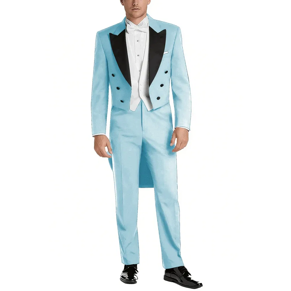 Color: Fuchsia, Size: XXL - Italy Style Aristocratic Men Suit Three Pieces(Jacket+Pants+Vest) Hot-selling High-quality Double Breasted Male Clothing