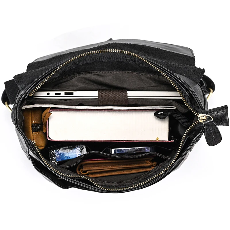 Color: black - Men Genuine Leather Backpack Top Quality Nappa Leather Flap Women Rucksack Natural School Bag Office Daypack Black Travel Pack