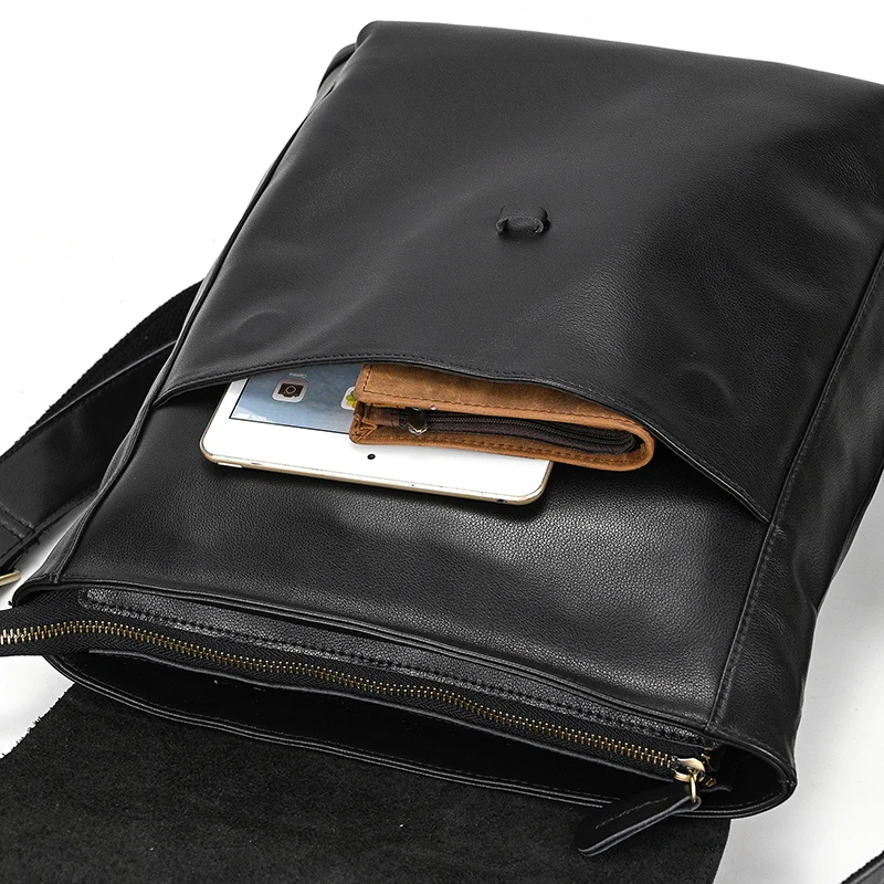 Color: black - Men Genuine Leather Backpack Top Quality Nappa Leather Flap Women Rucksack Natural School Bag Office Daypack Black Travel Pack