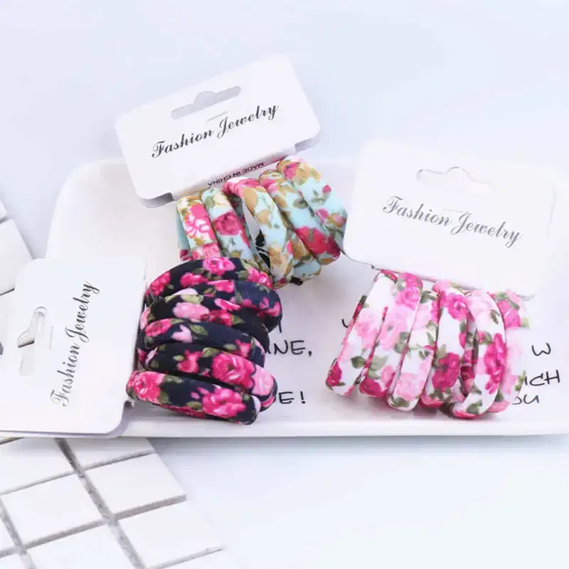 Color: black, Ships From: CHINA - 6PCS/Sett Cute Girls Elastic Hair Bands Scrunchies Ponytail Holder Rubber Bands Hair Ties Sweet Kids Hair Rope Hair Accessories