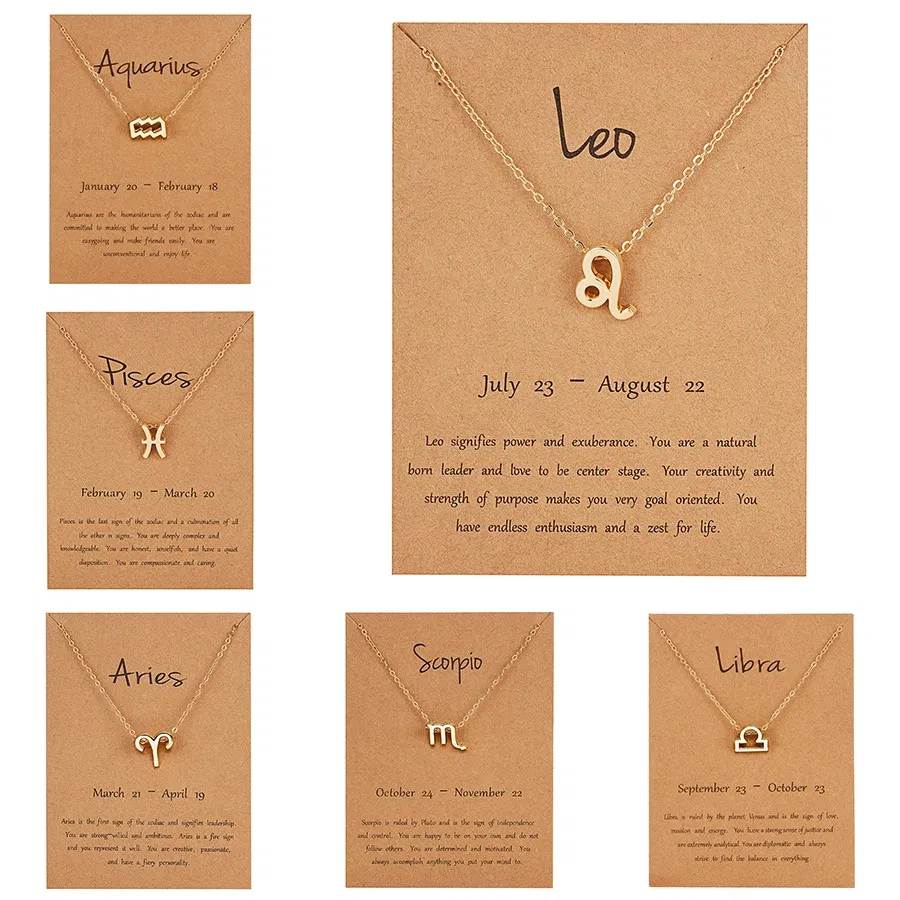 Metal Color: Titanium Plated - 12 Constellation Pendant Necklaces Jewelry Choker Necklace Zodiac Sign Charm Necklace Birthday Gifts Aquarius Pisces Leo Virgo