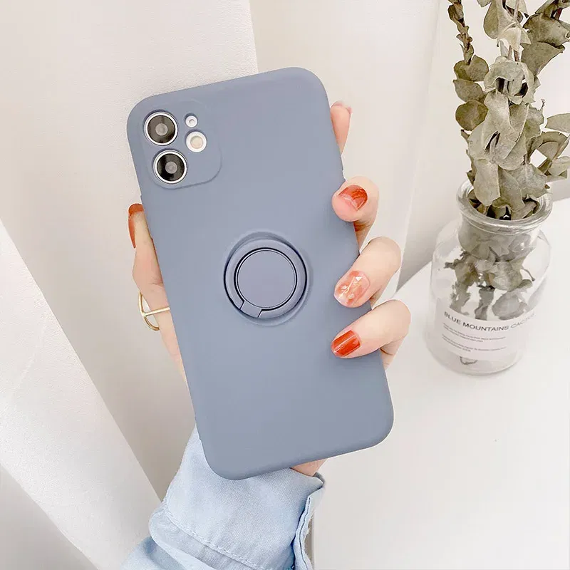 Color: BRIGHT PINK, Ships From: CHINA, Material: Plastic - With Ring Holder Phone Case For Samsung Galaxy S25 Ultra S24 S23 S22 S21 Plus A13 A52 A53 A54 TPU Soft Back Cover