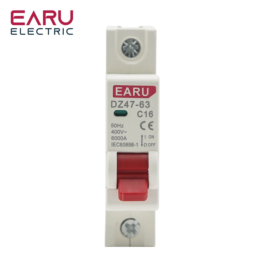 Rated Current: 63A, Ships From: CHINA - 1P AC MCB DZ47-63 C Type 230/400V~ 50HZ/60HZ Mini Circuit Breaker 3A 6A 10A 16A 20A 25A 32A 40A 50A 63A Mounting 35mm Din Rail