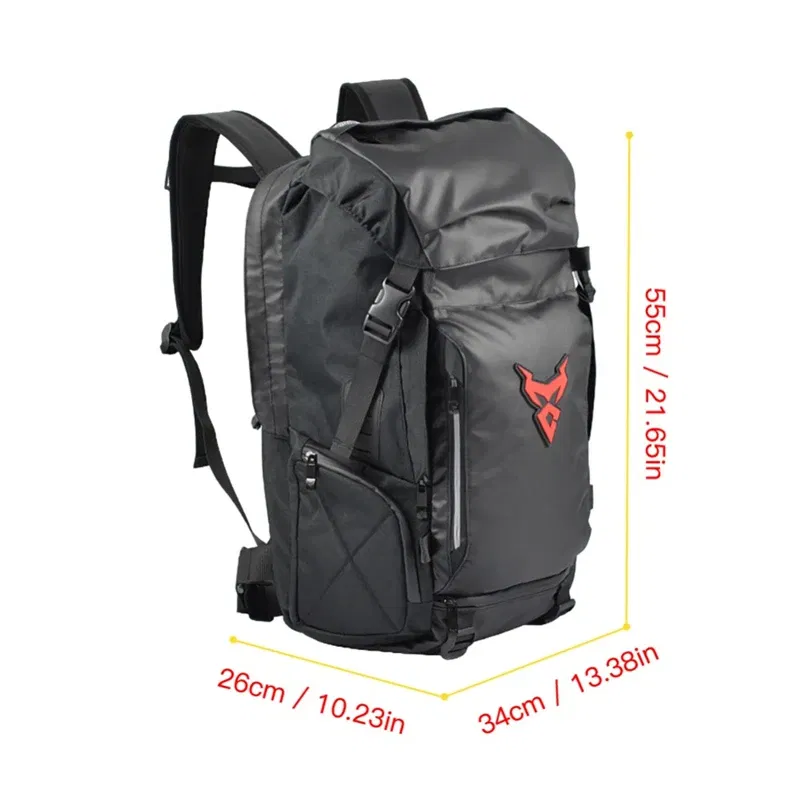Color Name: Black - Motocentric Motorcycle Rear Seat Bag Multifunction Waterproof Motorcycle Helmet Backpack Big Capacity Motocross Tail Bag Luggage