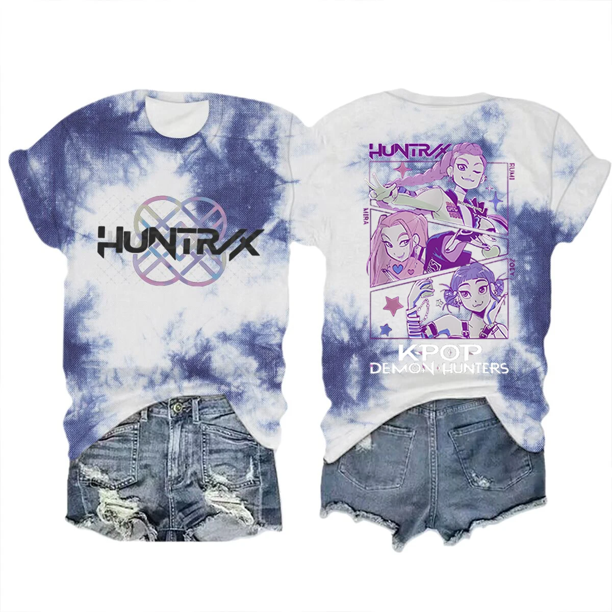 Color: Burgundy, Size: XXXL - Movie Characters T-shirt Tops Tie-dye Men's Women's Clothing Round Neck Short Sleeve T-shirt Street Style T-shirts