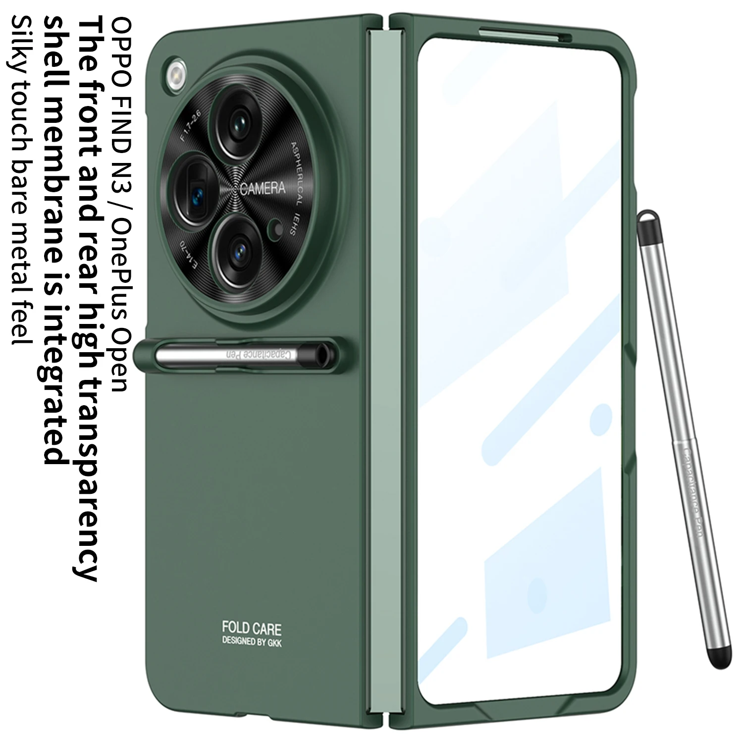 Color: Navy Blue?€ AE existing skus?‰, Bundle: Case & Screen Protector, Material: Plastic - With Pen For Oneplus Open Case Matte Hard Glass Film Screen Protection OPPO Find N3 Cover