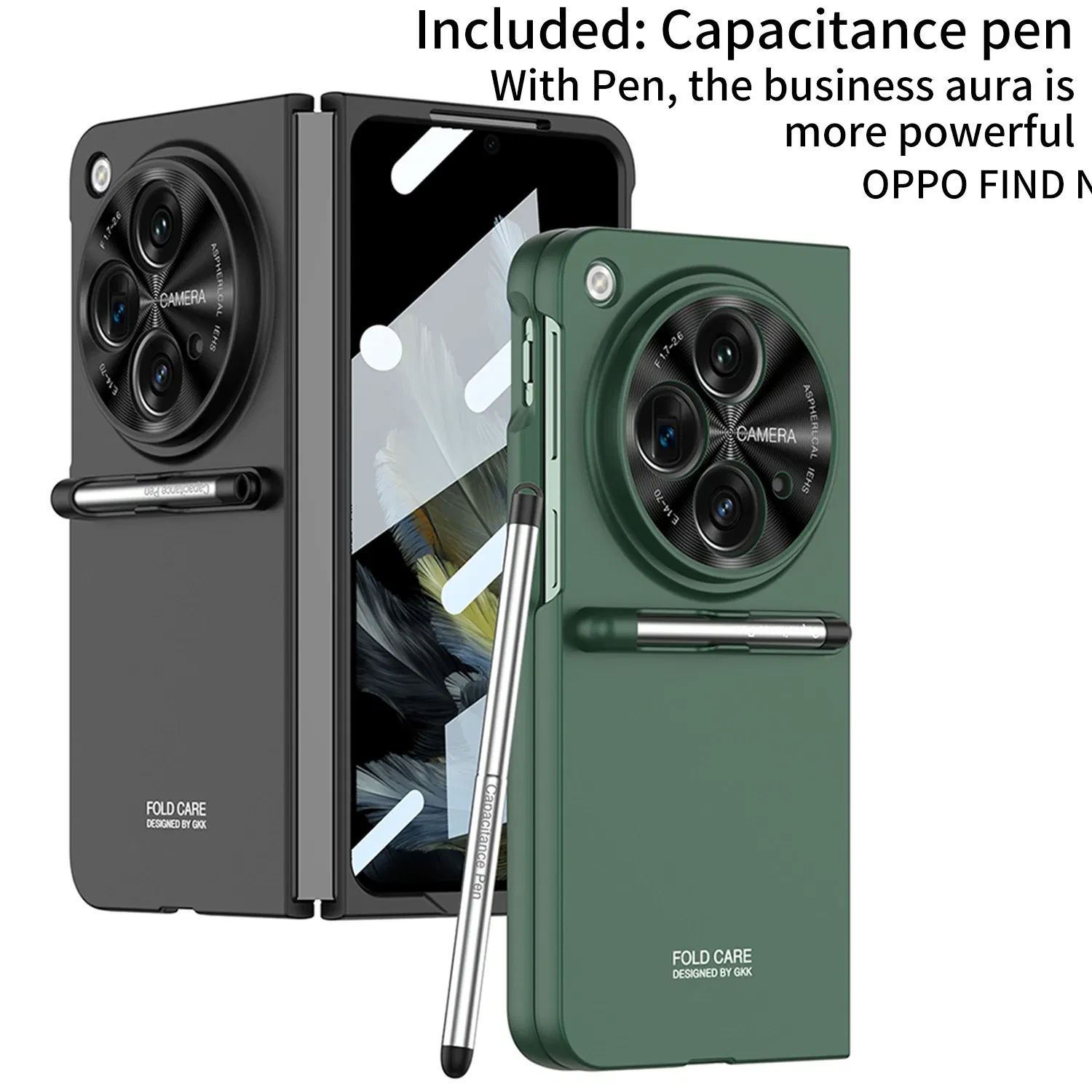 Color: Navy Blue?€ AE existing skus?‰, Bundle: Case & Screen Protector, Material: Plastic - With Pen For Oneplus Open Case Matte Hard Glass Film Screen Protection OPPO Find N3 Cover